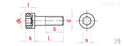 Винт  нержавеющий с цилиндрической головкой и внутренним шестигранником под ключ DIN 912, ГОСТ 11738, Нержавеющая сталь А2 / AISI 304